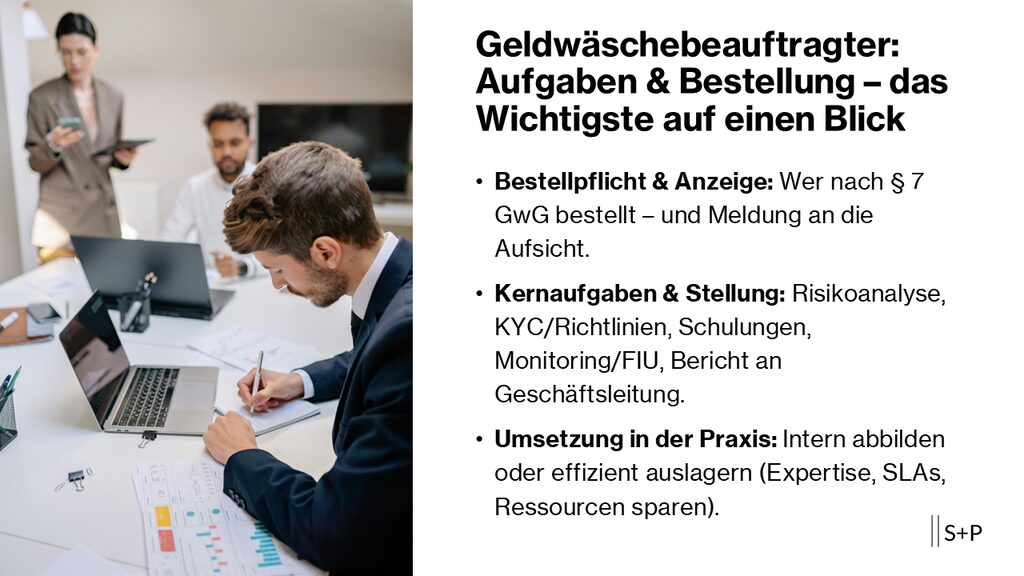 Geldwäschebeauftragter: Aufgaben & Bestellung nach GwG | S+P 1 Geldwäschebeauftragter: Aufgaben & Bestellung