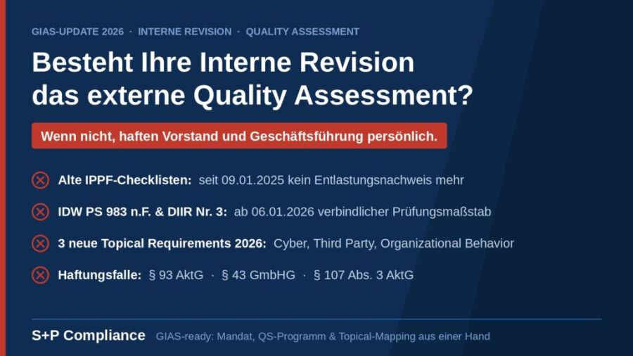 GIAS-Update 2026 für die Interne Revision: Schützt Ihre Prüfpraxis noch vor der C-Level-Haftung? 1 GIAS-Update 2026 für die Interne Revision: Schützt Ihre Prüfpraxis noch vor der C-Level-Haftung?