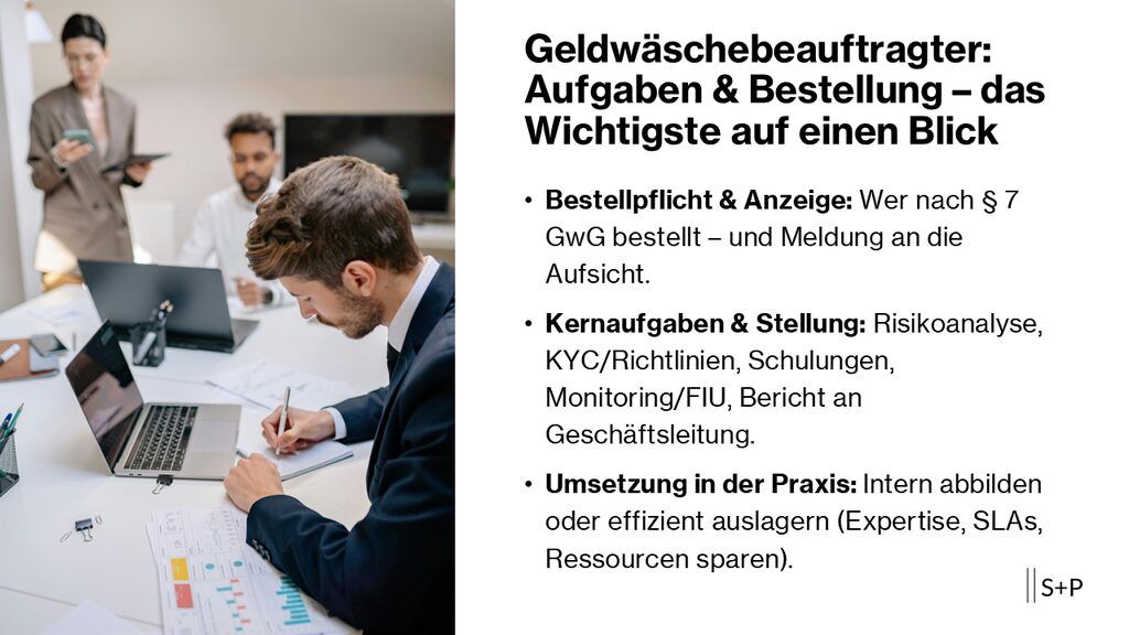 Geldwäschebeauftragter: Aufgaben & Bestellung nach GwG | S+P 1 Geldwäschebeauftragter: Aufgaben & Bestellung