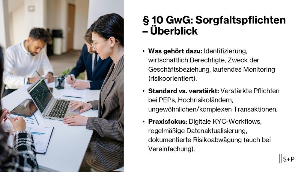 § 10 GwG: Sorgfaltspflichten – Standard & Verstärkt | S+P 1 Geldwäsche - § 10 GwG: Sorgfaltspflichten