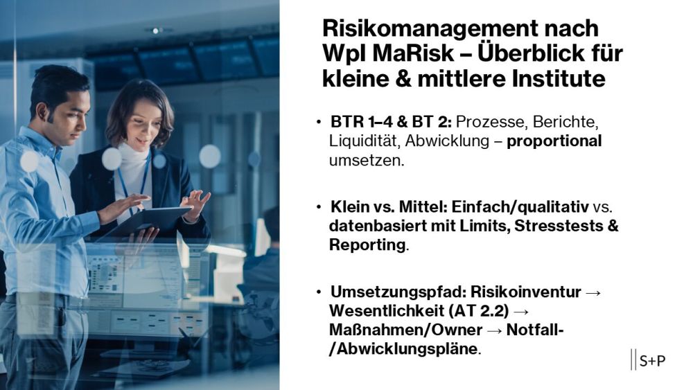 Risikomanagement nach WpI MaRisk – Anforderungen und Umsetzung für kleine und mittlere Institute 1 wpi marisk risikomanagement_überblick